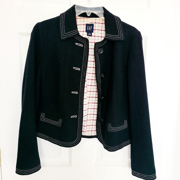 Gap Black Wool Button Front Blazer - Picture 4 of 4